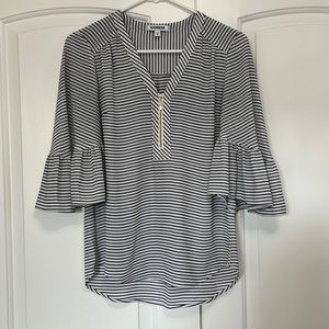 Express 3/4 Bell Sleeve Blouse White and Black Striped Size XS